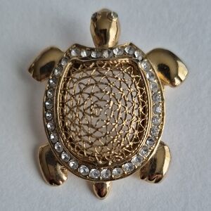 🌙Turtle Brooch Gold with Rhinestones